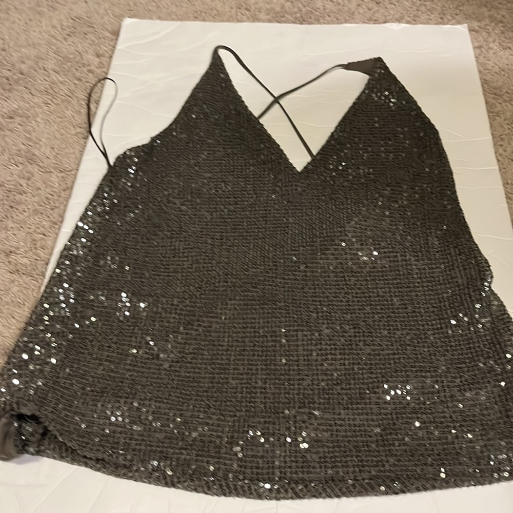 Express backless sequin shirt